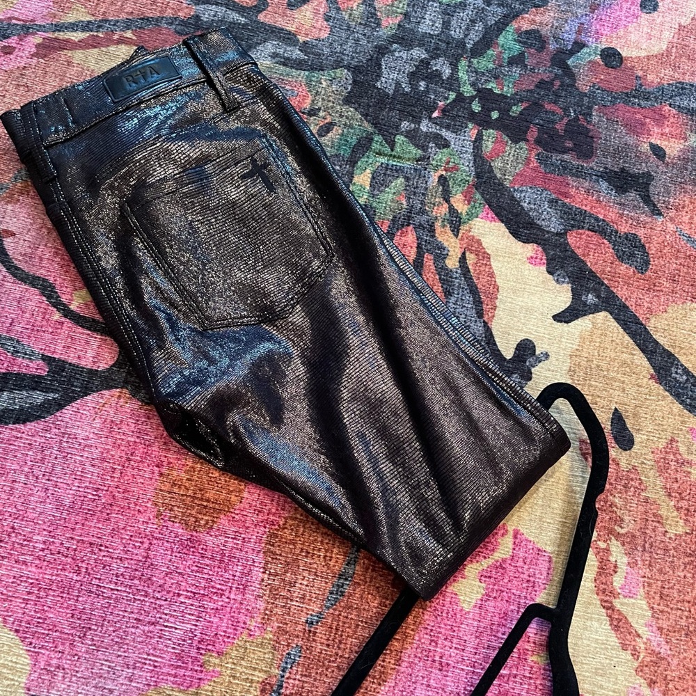 RTA DENIM SHINY LAMB LEATHER PANTS! - Picture 4 of 5